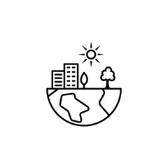 green earth line icon. Signs and symbols can be used for web, logo, mobile app, UI, UX