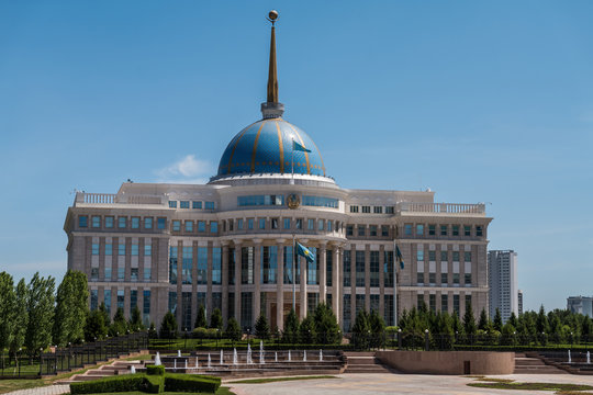 Nur-Sultan, Kazhakstan - June 2020,  Ak Orda Presidential Palace of the president of Kazhkstan- during coronavirus pandemic lockdown