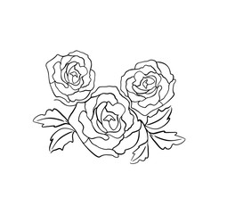 TATOO DESIGN OF STYLIZED ROSE WITH LEAVES