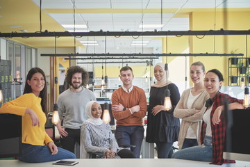 Business team portrait at modern startup office