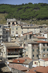 Fototapeta na wymiar Panoramic view of Lenola, a medieval village in the mountains of the Lazio region.