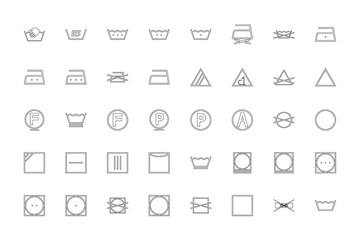 Wash sign Clothes care symbols black color set outline style image