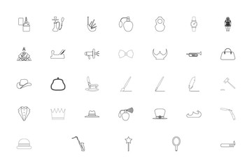 Vintage people concept black color set outline style image