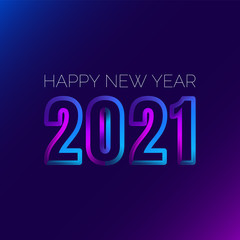 Abstract neon 2021 new year square banner