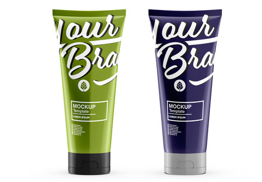 Get Matte Box W/ Matte Metallic Cosmetic Tube Mockup Packaging