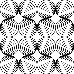 Monochrome seamless circle pattern - swirl ornament design.