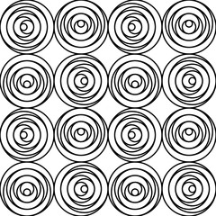 Monochrome seamless circle pattern - swirl ornament design.