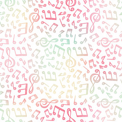 Fun hand drawn party seamless pattern with music notes, elegant background, great for textiles, banners, wallpapers, wrapping, New Years Eve - vector design