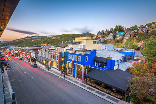 Park City, Utah, USA Town View Over Main Street