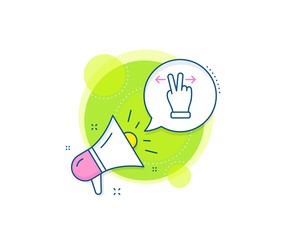 Slide arrow sign. Megaphone promotion complex icon. Touchscreen gesture line icon. Swipe action symbol. Business marketing banner. Touchscreen gesture sign. Vector