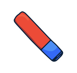 Handdrawn eraser doodle icon. Hand drawn cartoon Sign symbol. Decoration element. White background. Isolated. Flat design.