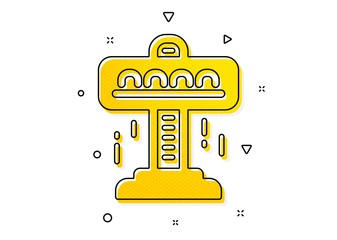 Amusement attraction park sign. Carousels icon. Yellow circles pattern. Classic attraction icon. Geometric elements. Vector