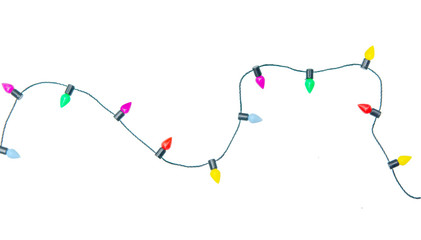 Christmas lights string isolated on white background With clipping path..