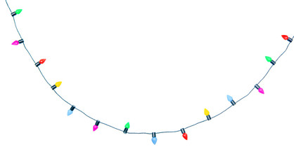 Christmas lights string isolated on white background With clipping path..