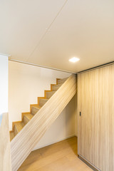 Background wooden staircase made from laminate wood