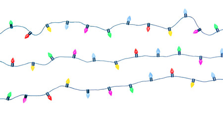 Christmas lights string isolated on white background With clipping path..