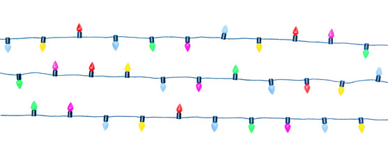 Christmas lights string isolated on white background With clipping path..