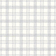 Classic Hand-Drawn White and Blue Stitched Plaid Checks Vector Seamless Pattern. Traditional Retro Textile Print Perfect for Fashion, Home decor, Stationery