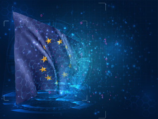 vector 3d flag on blue background