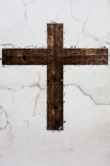 illustration of wooden cross in oil painting texture

