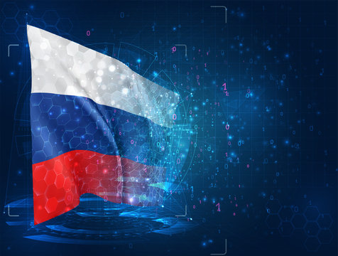 vector 3d flag on blue background