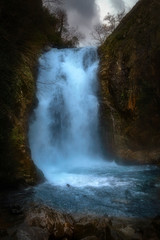 Fototapeta na wymiar Magnificent waterfall deep in the forest. Erikli, Sudusen waterfall. Bursa, Yalova, Turkey.