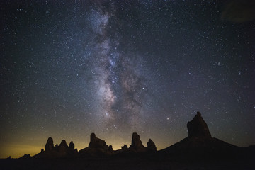 Milky Way rising above the silhouetted tufa of Trona Pinnacles