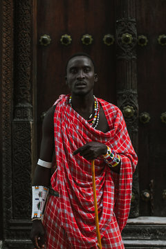 Maasai Man In Traditional Clothes