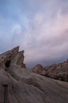 Colorful clouds at sunset above Vasquez Rocks, California