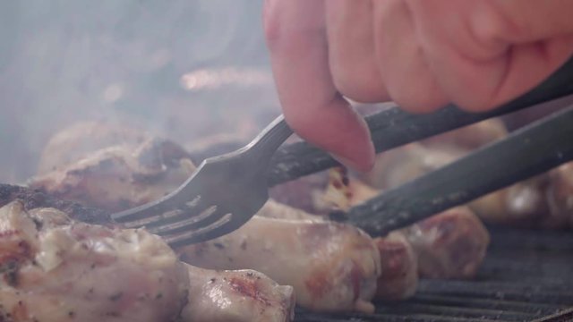 4k-24. BBQ chicken close-up shot