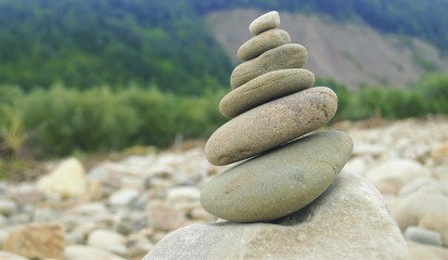
small pyramid of river stones