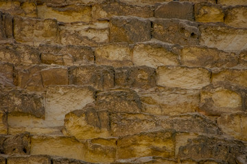 Detail of the stone construction in the pyramids of Giza. Cairo. Egypt.