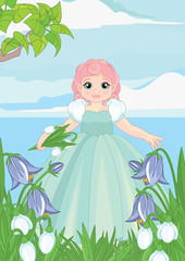 Obraz na płótnie Canvas Fairy Tale Cute Little Princess with spring flowers
