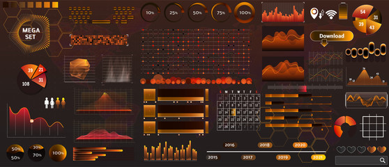 golden-yellow vector HUD set in trend colors for design