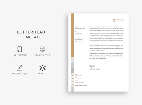 Abstract Corporate Business Style Letterhead Design Vector Template For Your Project. Simple And Clean Print Ready Design, Elegant Flat Design Vector Illustration.