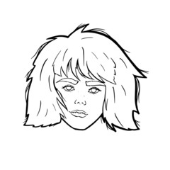 Frau mit buschigem Haar und Augenbrauen