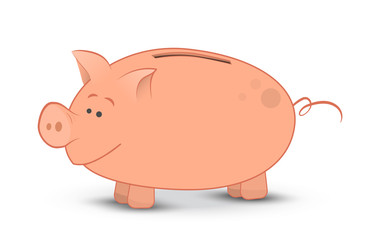 vector character pink piggy bank isolated on white background in flat style