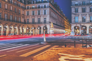 Fototapeta na wymiar Rue de Rivoli at night, Paris, France