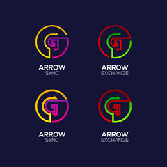 Letter G logotype with Arrows two directions connect Circle shapes, Financial Investment and Exchange logo, Reload Sync Symbol for your Business Company and Corporate identity