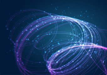 vector chaotic spiral on blue background