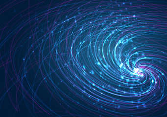 vector chaotic spiral on blue background