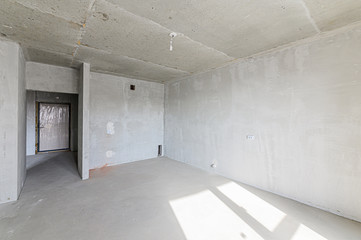 Russia, Moscow- February 10, 2020: interior room rough repair for self-finishing. interior...