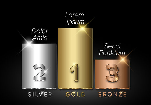 Gold, Silver and Bronze Prize Podium Graphic with Winner Names