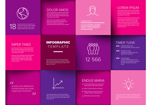 Multipurpose Pink Mosaic Infographic Made from Squares