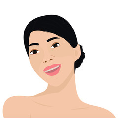 Woman smiling face vector icon