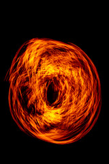Circle of Fire flame with movment isolated on black isolated background - Beautiful yellow, orange and red and red blaze fire flame texture style.