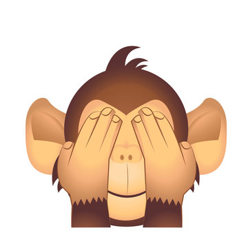Cartoon Of A Cute Monkey Emoji - Vector