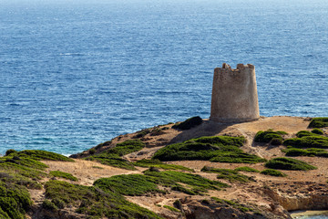 Fototapeta na wymiar Coast of South Sardinia on a summer day