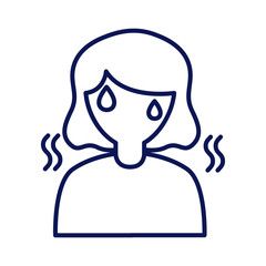woman with fever line style icon