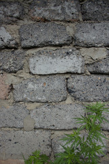Old wall cracked from bricks